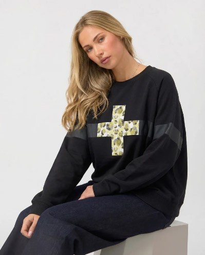 Classic Sweater-Black Leopardess Cross