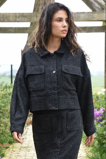Tweedle Bow Jacket-Black
